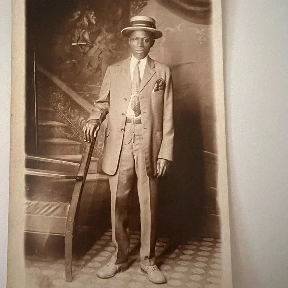 ANTIQUE Early 1900s African American Man Photo Card Very Unique - Picture 2 of 3